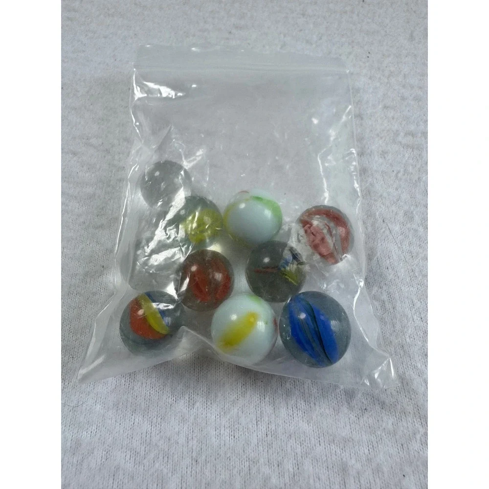 Vintage Marbles Multi Color Glass Cats Eye Swirl 10pc Lot